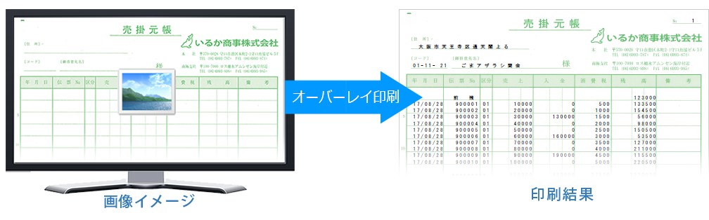 オーバーレイ印刷の帳票イメージ